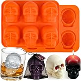 Large Skull Chocolate Mold, 2 Pack Skull Baking Molds 12-Cavity | 3D Skull Molds for Baking Mousse Ice Cube Soap Candle Nonstick Large Skull Cake Pan Silicone Halloween Party