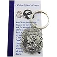 Westmon Works Police Keychain Gift Set Metal St Michael Badge Key Ring with Holy Card