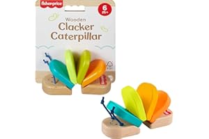 Fisher-Price Wood Toy Clacker Caterpillar, Wooden Rattle Sensory Activity for Developmental Play fpr Infants Ages 6+ Months​