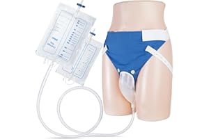 OPSTRA YEE Wearable Urine Collector with 2 Urine Bags (1000ml & 2000ml), 1.2M Tube & Adjustable Pants - Secure & Comfortable Design for Elderly Men Blue