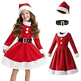 SUNHUKUS Santa Dress for Girls,Kids Santa Costume Girls Santa Dress Mrs Santa Claus Costume Secret Santa Gifts for Teen