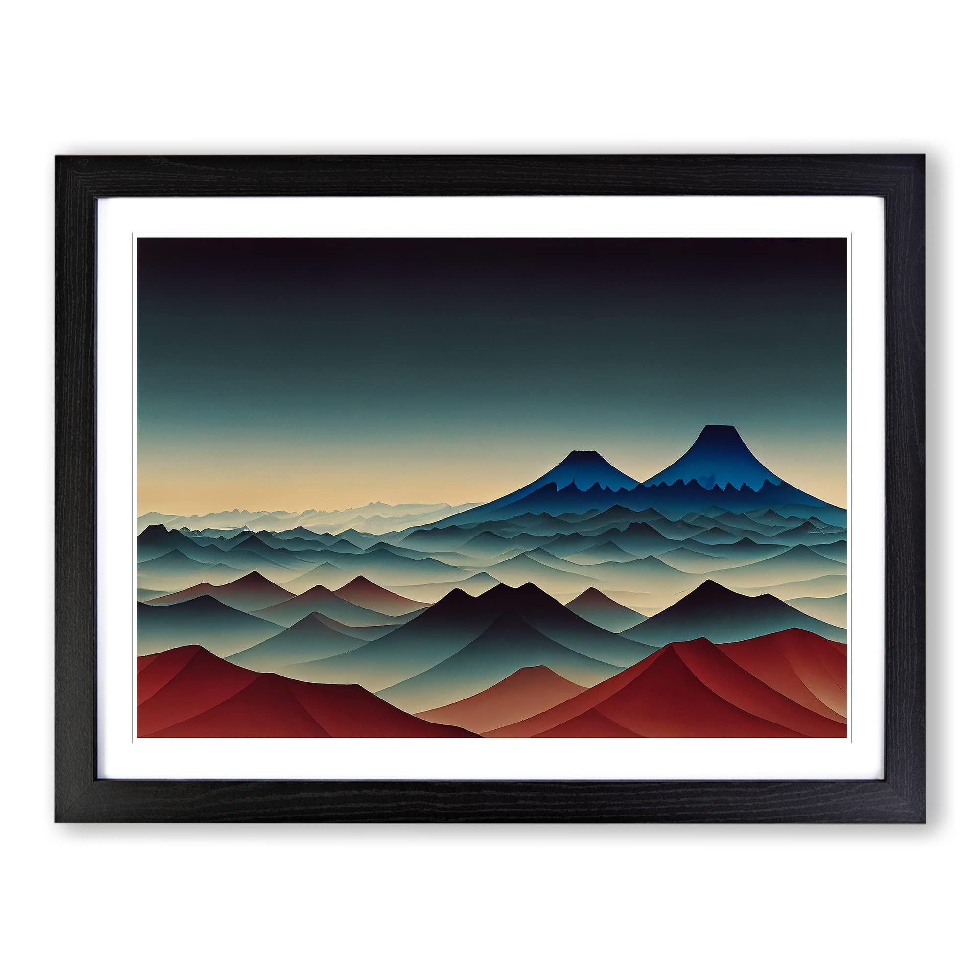 Fearless Japanese Mountains Framed Print | A3 Black Framed Wall Art | Ready to Hang | Asian Landscape Picture | Living Room Bedroom Lounge Office