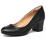 mysoft Women's Pumps Low Chunky Block Heel Round