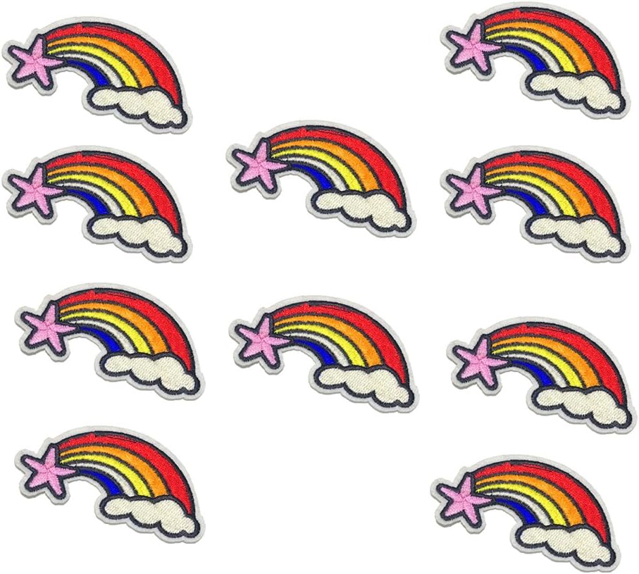 10xToruiwa Embroidery Patches Rainbow Star Clothes Applique Handmade Clothes Badge Garments Repairing Sewing Accessories 8 * 4cm