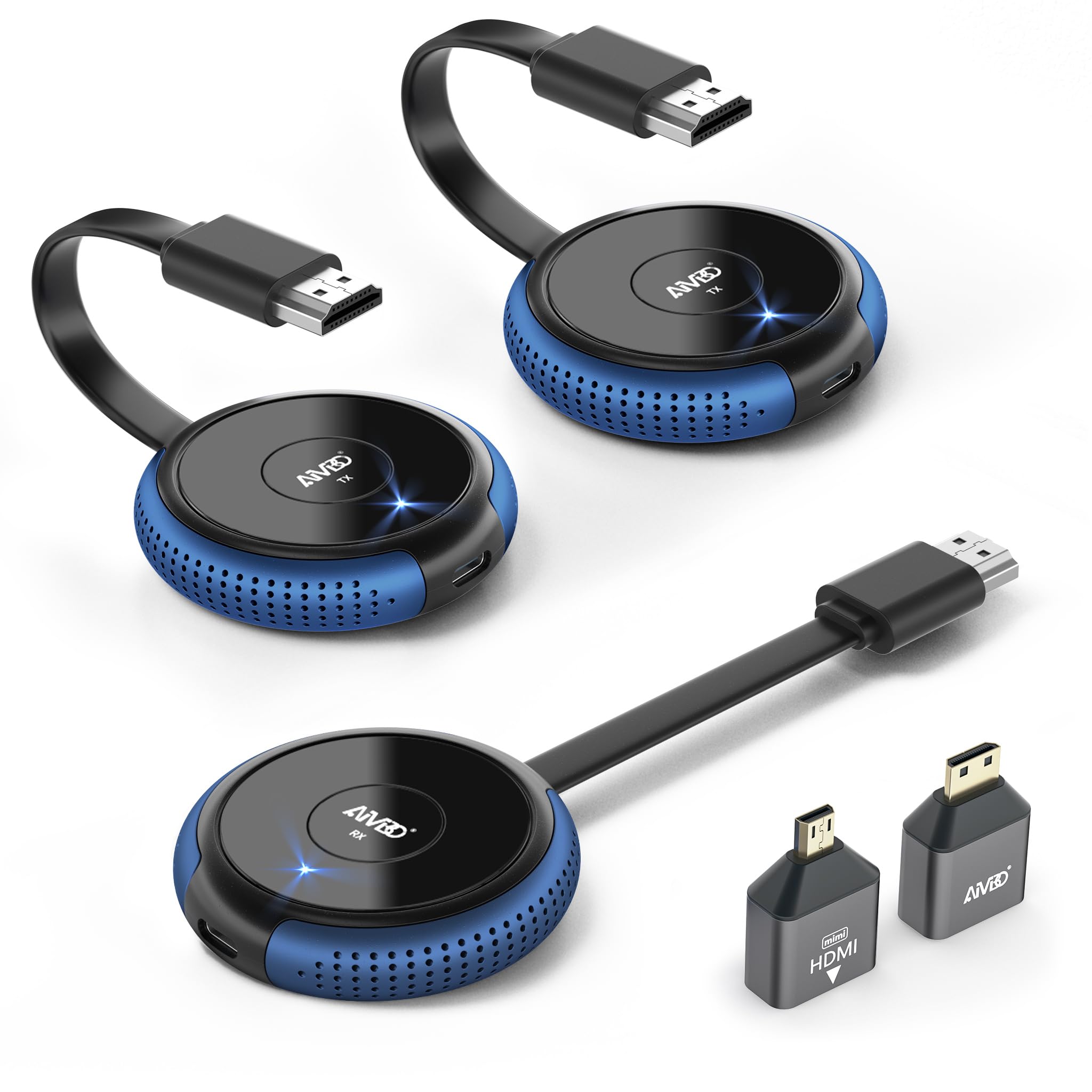 AIMIBO HDMI Wireless 2 Transmitters and 1 Receiver, 4K Wireless HDMI Sender and Receiver, Up to 8 TXs, 165FT/50M, 5G Video Audio for Laptop/Camera/TV Box/PC/Phone to TV/Monitor/Projector