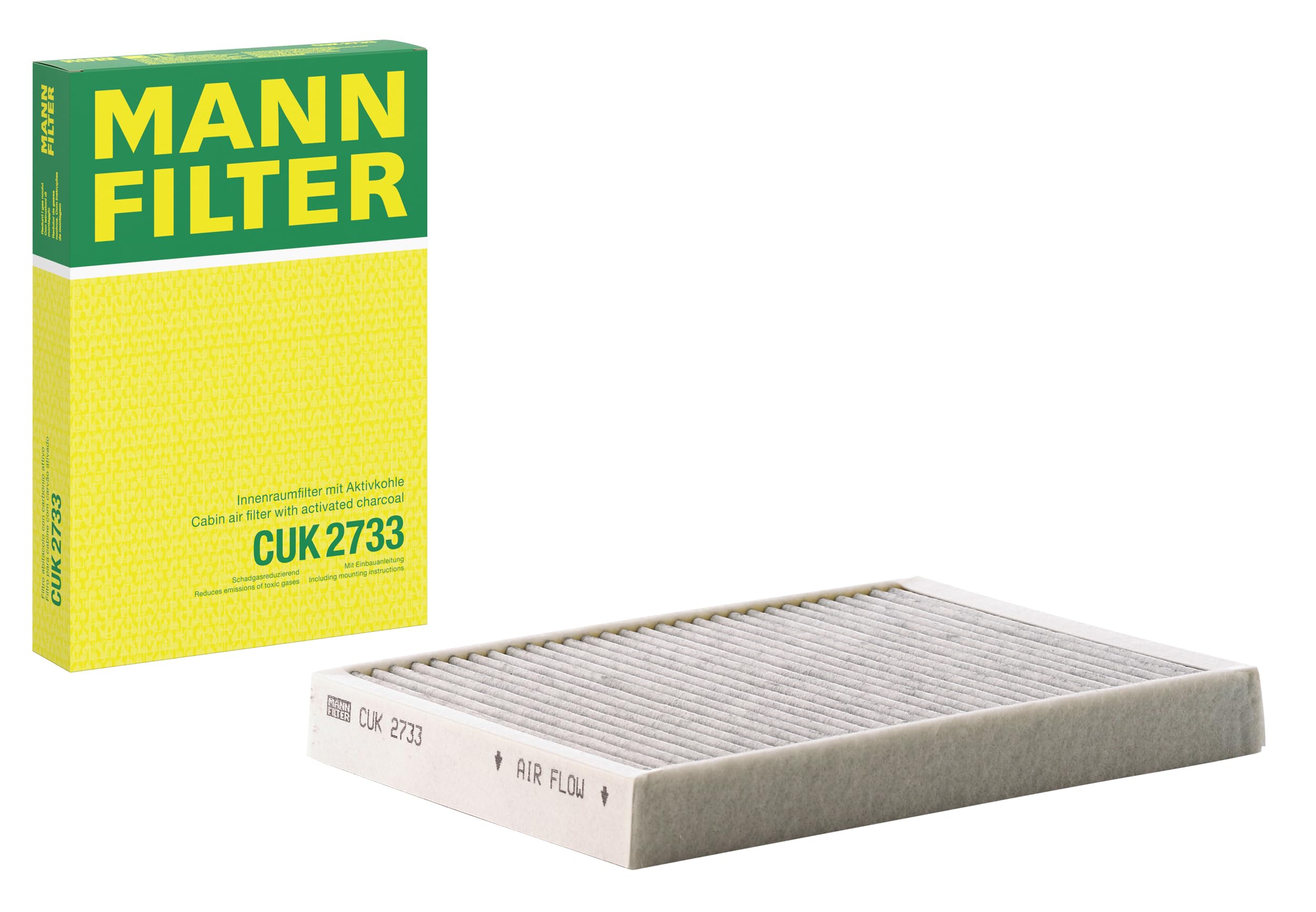MANN-FILTER CUK 2733 Cabin Air Filter - Pollen Filter with Activated Carbon - for Cars + Transporters