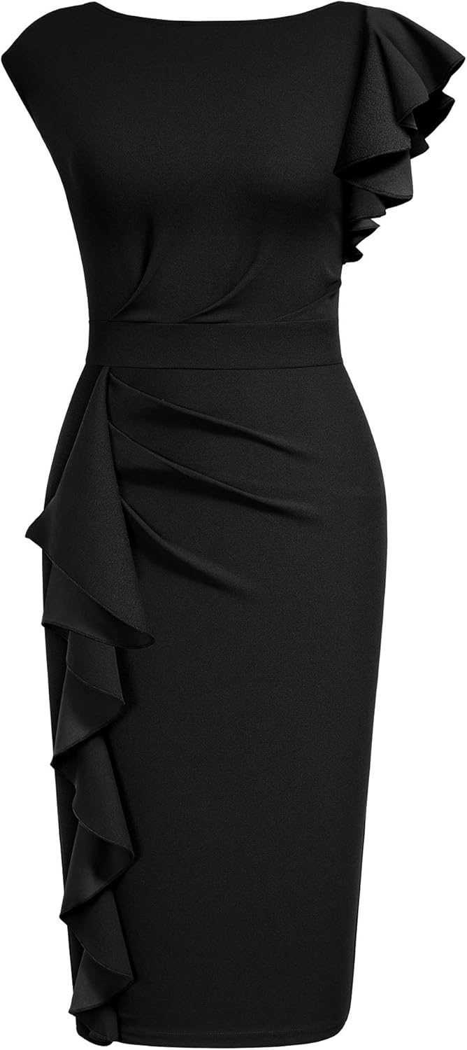 ruffle sleeve cocktail dress