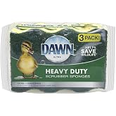 Dawn Heavy Duty Kitchen Dish Sponges, Green/Yellow (Pack of 3)