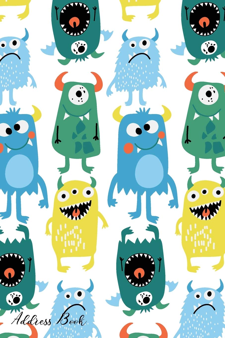 Address Book: For Contacts, Addresses, Phone, Email, Note,Emergency Contacts,Alphabetical Index With Hand Drawn Cute Monster Pattern