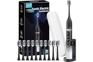 Seapeoa Electric Toothbrush Set, Equipped with 10 Brush Heads and Travel case, IPX8 Waterproof, 2-Minute Timer, 42000 high-Frequency Vibrations, 5 Modes, The First Choice for Gift Giving