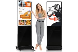KEINONE 43" 4K LCD Touchscreen Digital Signage Display, Indoor Floor Standing Advertising Kiosk, Commercial Digital Signage Kiosk with Auto AD Box, HDMI WiFi Bluetooth Input, Android 12.0 Black
