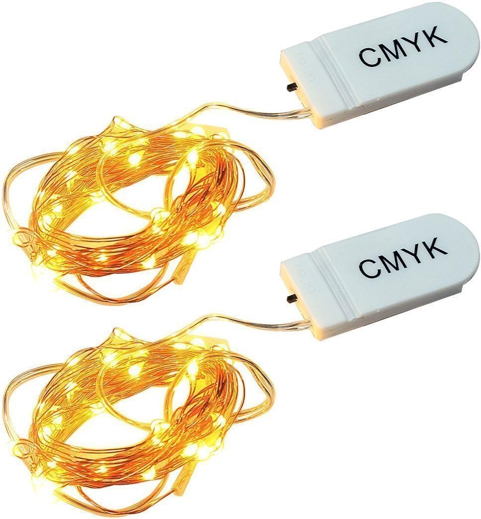 CMYK String Lights for Indoor Decoration (White), 2 Pack Copper Light