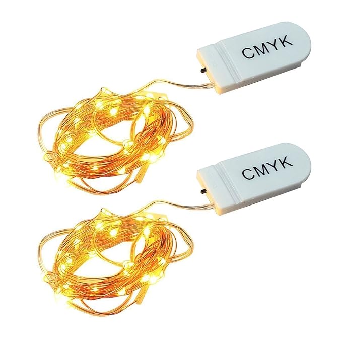 Led Copper Wire Light , CMYK® Battery Fairy Lights, 2 Pack 30 Led/3m