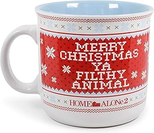 Home Alone 2 "Merry Christmas Ya Filthy Animal" Ceramic Camper Mug | Funny Christmas Cup | Festive Drinkware For Coffee, Tea, Hot And Cold Beverages | Holds 20 Ounces