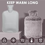 BOLEi Hot Water Bottle with Faux Fur Cover 2L Leakproof Large Warmer Brown view 3