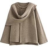 Kissonic Women's Oversized Scarf Jacket Shawl Wraps Knit Long Sleeve Button Winter Peacoat