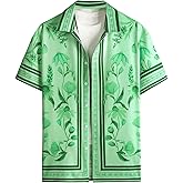 OYOANGLE Men's Short Sleeve Hawaiian Shirts Floral Button Down Shirt Summer Beach Tops
