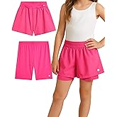 RBX Girls Athletic Shorts - 2 Pack Woven Girls Flowy Short and Active Kids Bike Shorts for Running Soccer Gym Sports (7-16)