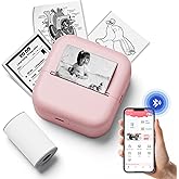Inkless Sticker Printer, Print Pods Mini Printer Compatible with Phone & Tablet, Mini Sticker Printer with Stickers, M02L Portable Thermal Printer for Study Notes, Print Pictures & Photos, Journals