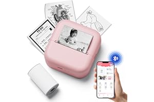 NELKOGLOBAL Inkless Sticker Printer, Print Pods Mini Printer Compatible with Phone & Tablet, Mini Sticker Printer with Stickers, M02L Portable Thermal Printer for Study Notes, Print Pictures & Photos, Journals