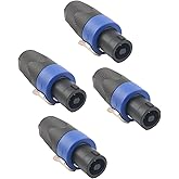 Devinal Professional SpeakOn Speaker Adapter Connectors 4 Pole Plug Twist Lock Compatible with Neutrik Speakon NA4LJ, NA4LJX, NL4MP, NL4MPR, NL4FC, NL4FX, NL4 Series, Speak-On- 4 Pack