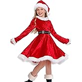 Soyoekbt Girl Santa Claus Costume Red Christmas Dress and Hat