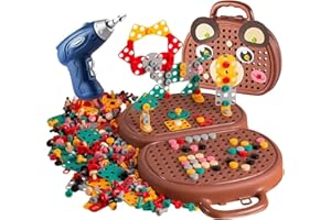 PANGEGE Creativity Tool Box with Drill Kids - Montessori Play Toolbox with Electric Drill, Magic Montessori Tool Box, 3D Creativity Kit Toy for Kids Ages 3-12 Years Old (B)