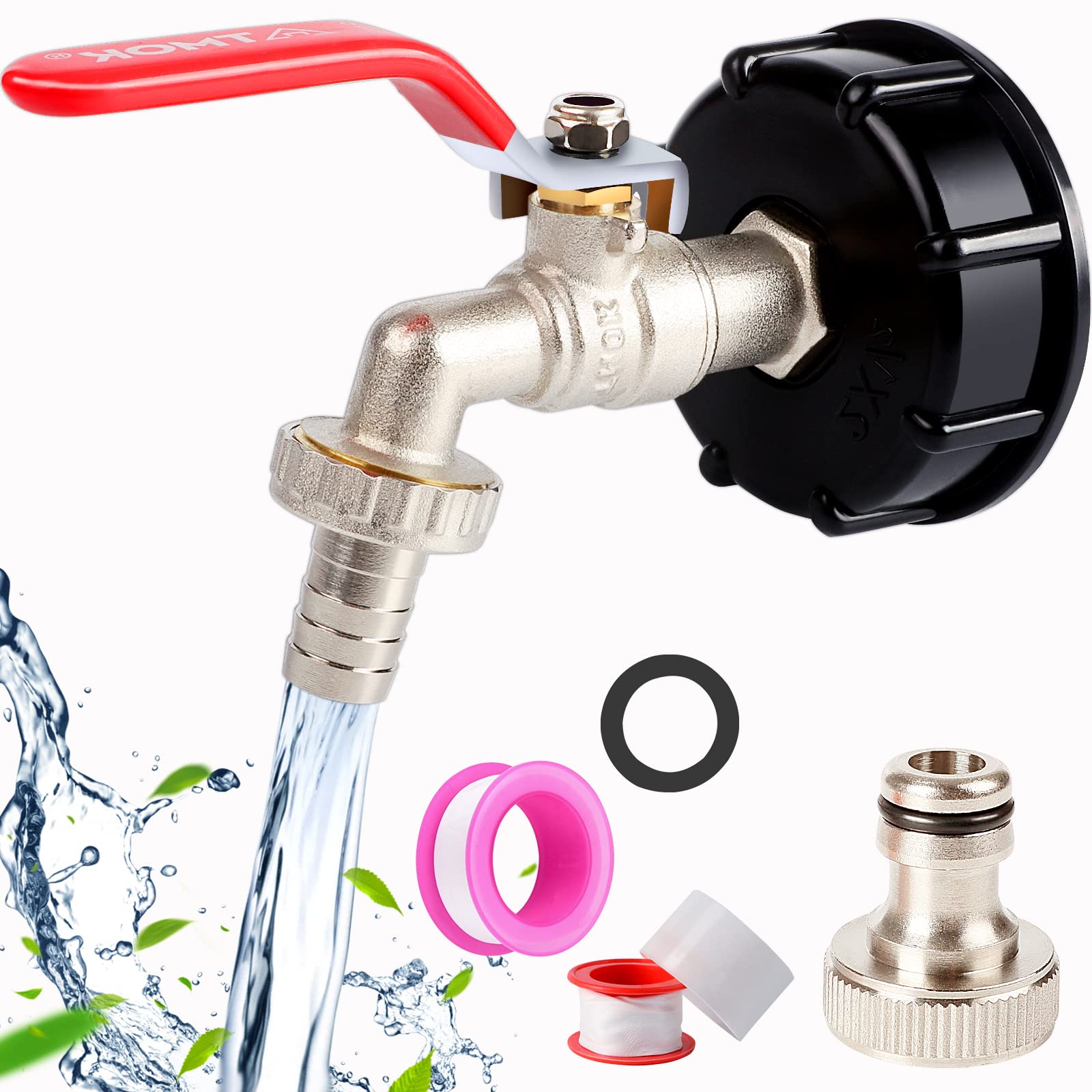 IBC Container Accessories 1/2 Inch Brass IBC Tank Accessories IBC Tank Adapter IBC Valve for S60x6 Water Tank 1000L IBC Adapter Garden Hose Water Tank Hose Connection