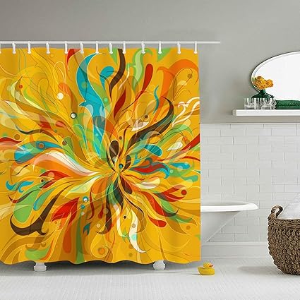 Amazon Com Xasff Bright Floral Shower Curtain Water Soap And