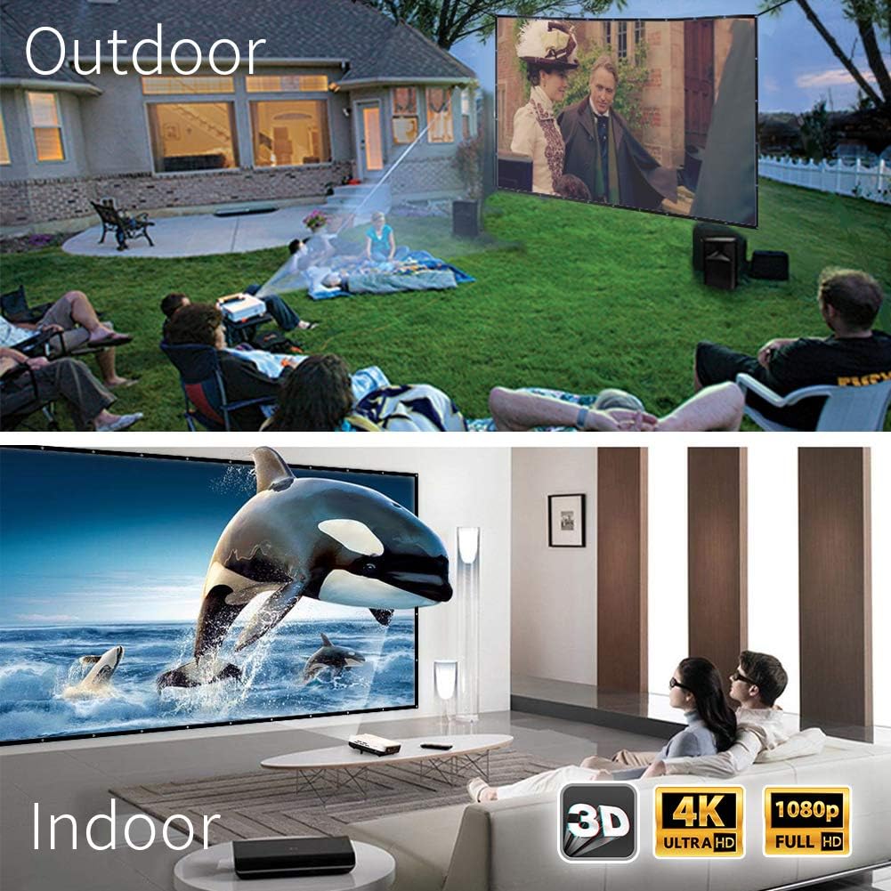 Projector Screen, Upgraded 180 inch 4K 16:9 HD Portable Projector Screen, Premium Indoor Outdoor Movie Screen Anti-Crease Projection Screen for Home Theater Backyard Movie.: Office Products