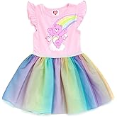 Care Bears Cheer Bear Rainbow Girls Tulle Dress Toddler to Big Kid