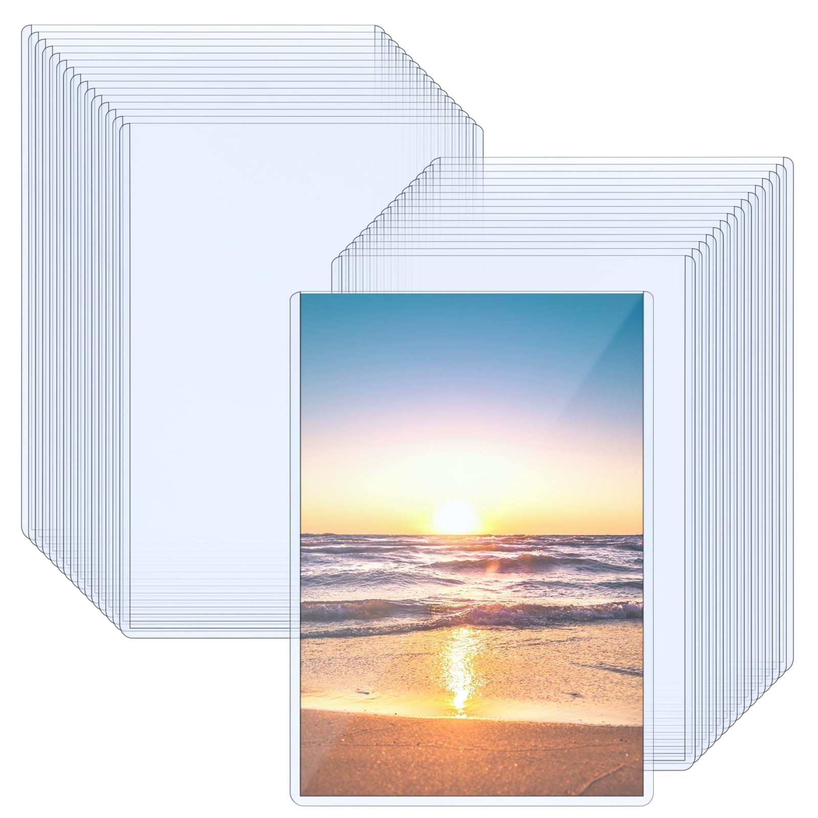 Photo 1 of Vmiapxo 32 Pack Toploaders for Cards, 5X7 Photo Sleeves, Rigid Hard Plastic Card Sleeve-Waterproof Photo Holders, Postcard, Trading, Baseball Cards Collector and Protector (Clear Double Side Display)