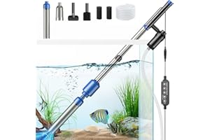 bedee Electric Aquarium Vacuum Gravel Cleaner, Fish Tank Gravel Cleaner, 24W Automatic Aquarium Vacuum Cleaner Kit for Water Change Wash Sand with Adjustable Water Flow, 3-Grade Control, Timed Off