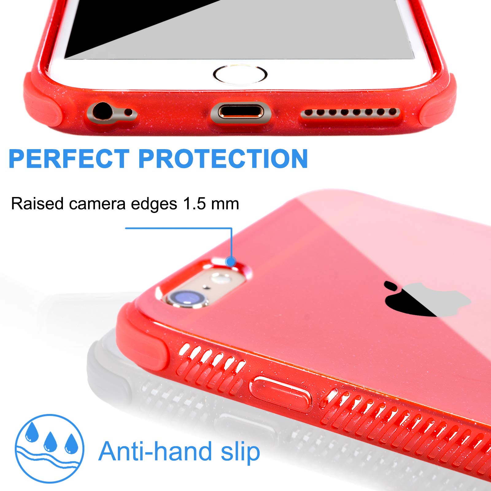 Voilamart iPhone 6 Case, iPhone 6s Case Bling Shiny Cute Pattern Design Sparkle Glitter Anti-Slick/Protective Case for iPhone 6/6s 4.7 Inch, Red