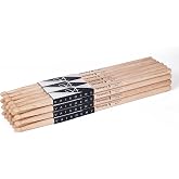 VAISOENY Drum Sticks, Oak Wood 5A Drumsticks with Teardrop Tip, 12 Pairs | Dense Durable Oak Drumsticks for Drums. Classic 5A for Rock &amp; Pop, Defining Sharp Cymbal Articulation &amp; Long-lasting Play