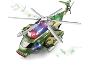 victob Helicopter Military Toy - Airplane with Lights and Music, Bump and Go Airplane Toys for Toddlers Boys Girls 3-5 6 7 8 Years Old, Vehicles Toy for Kids
