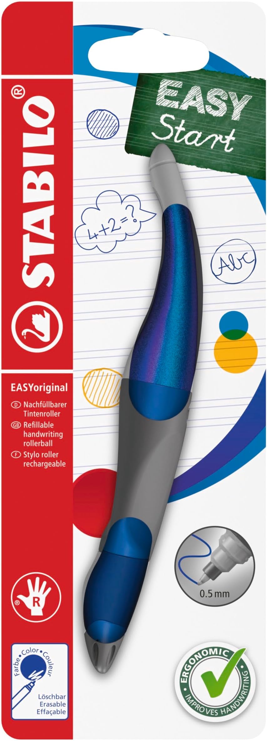 STABILO EASYoriginal Holograph Ergonomic Rollerball Right-Handed 1 Pack Blue