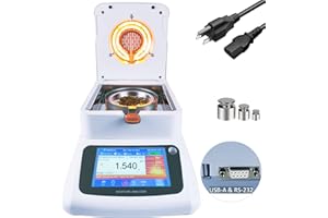 RUISHAN 100gx0.001g 180℃ Halogen Moisture Analyzer 0.01% Readability Lab Touch Screen Moisture Balances with USB and RS232 Ports Moisture Meter Gravimetric or Loss on Drying (LOD) Moisture Analyzer