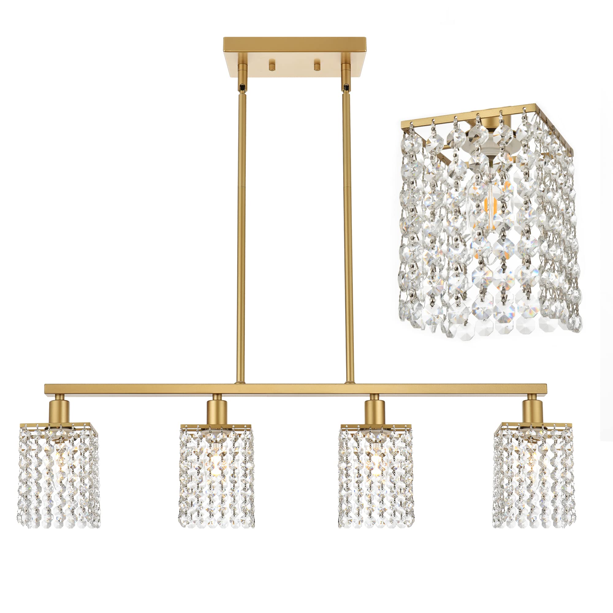 BONLICHT Modern Crystal Linear Chandelier4 Light