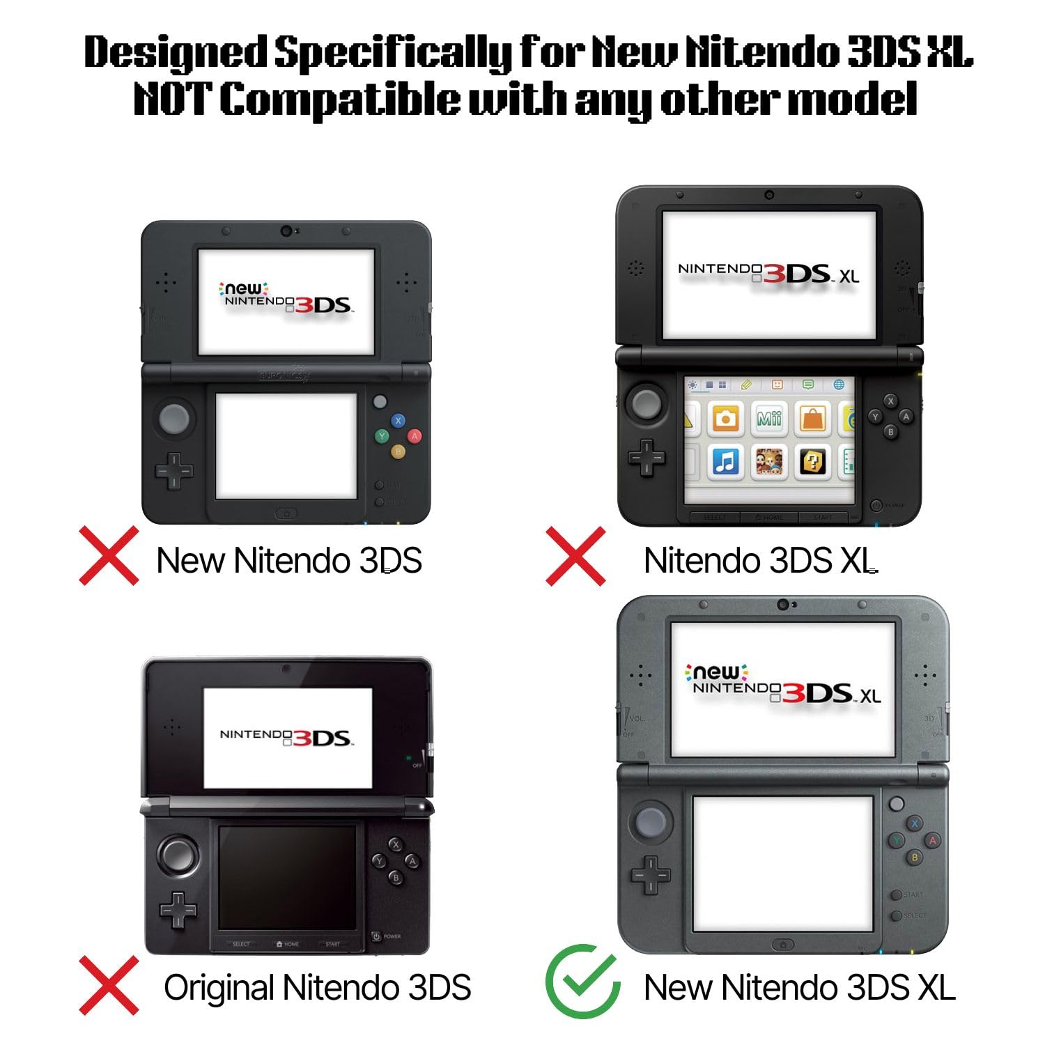 TNP Case Compatible with [ New Nintendo 3DS XL LL 2015 ] - Ultra Clear Crystal Transparent Hard Shell Protective Case Cover Skin [New Modified Hinge-Less Design]