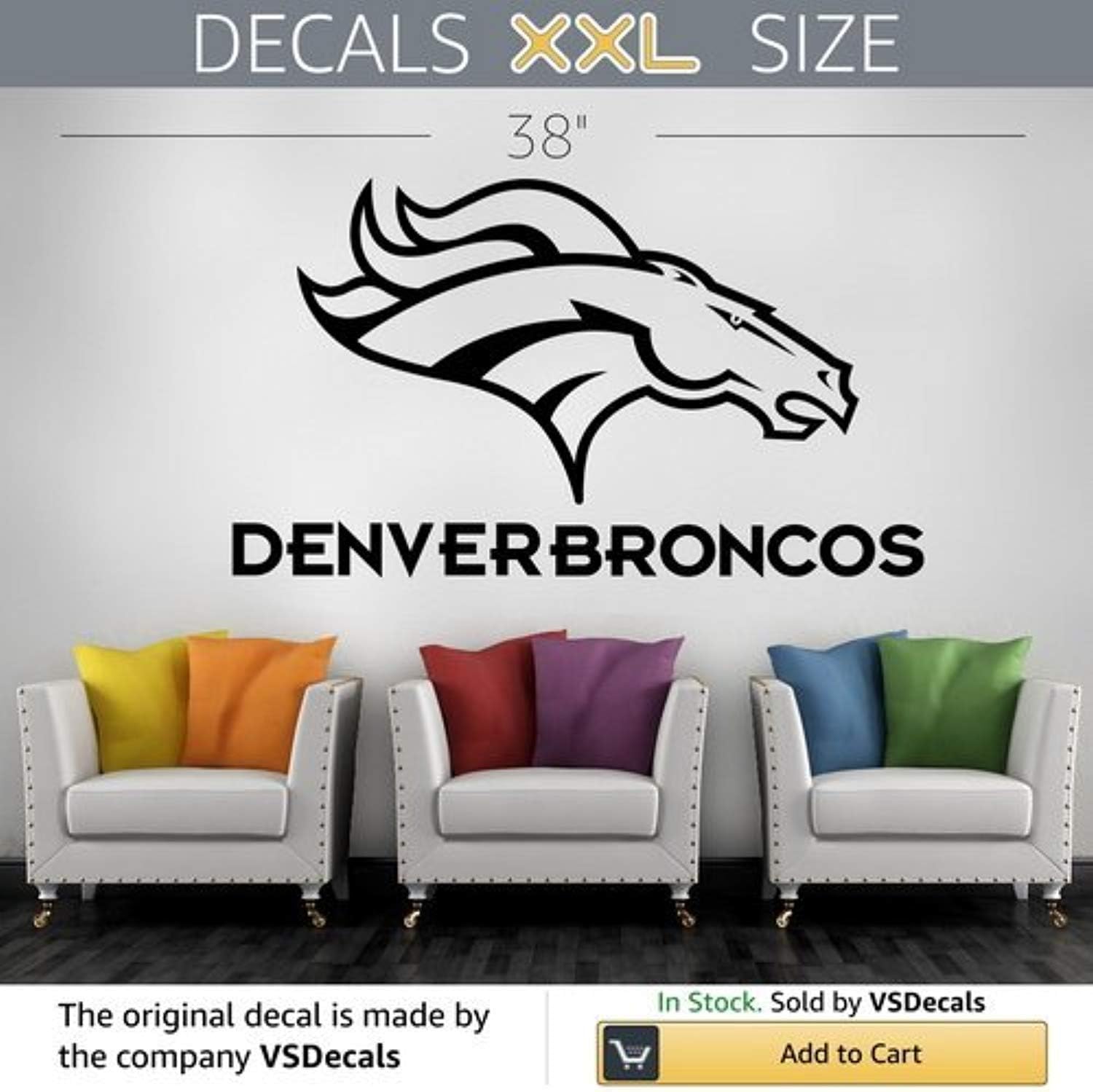 Home Décor Denver Broncos Logo Helmet Wall Decal Sports Sticker Home