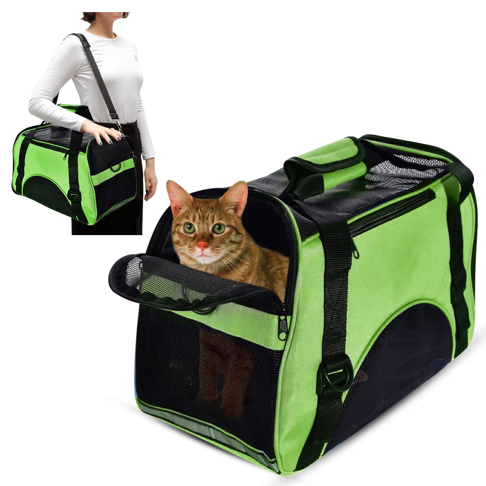 PETCUTE Cat Carrier Pet Travel Carrier Breathable Cat Carrier Bag Soft sided Pet Carrier for Small Dogs Cats