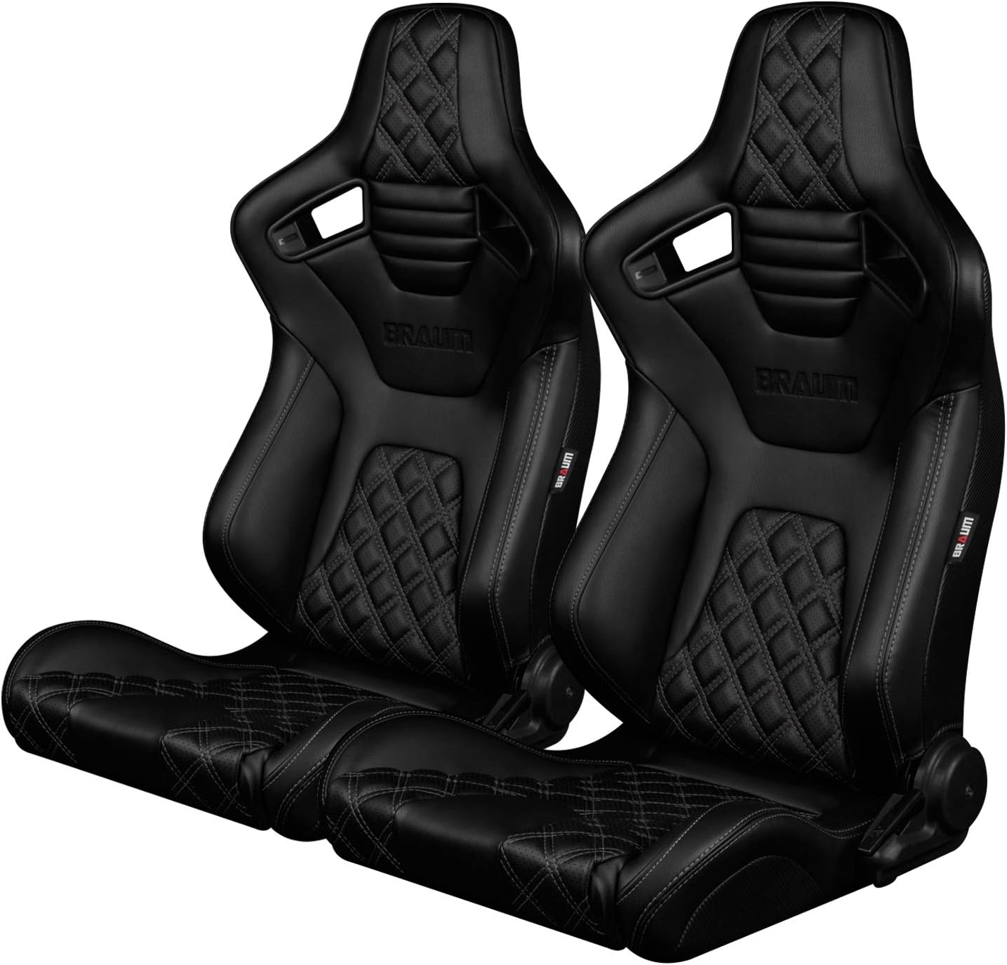 Elite-X Series Sport Seats - Black Diamond (Double Grey Stitching/Black Piping)