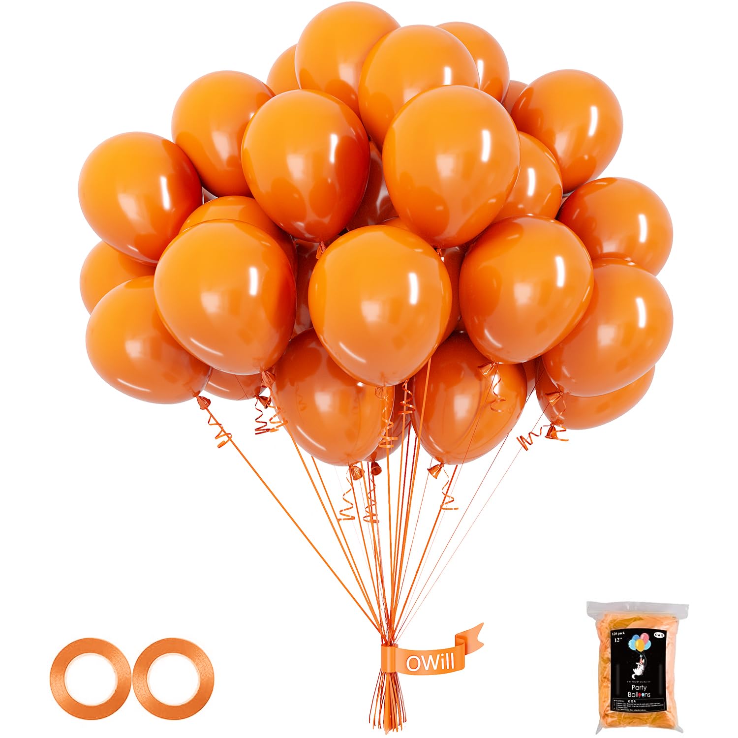 Photo 1 of OWill 120pcs Orange Balloons 12 Inches Orange Latex Balloons, Helium Quality for Birthday Baby Shower Wedding Party Supplies Halloween Arch Garland Decoration