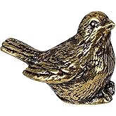 SEWACC Brass Sparrow Figurine Small Brass Bird Statue Golden Desktop Bird Decor Home Decoration