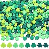 SUNNYCLUE 1 Box 300pcs St. Patrick's Day Clover Beads Lucky Clover Beads Good Luck Shamrock Irish Green Three Leaf Shape Clay Loose Spacers for Jewelry Making Supplies Birthday Wedding Crafts DIY