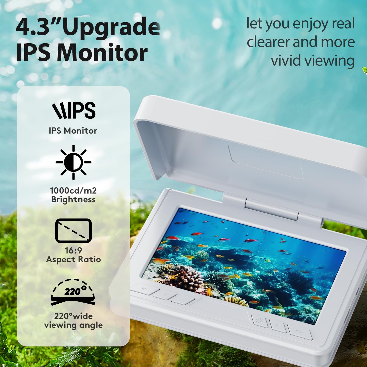 FourQ Underwater Fishing Camera,Fishing Camera Ice vexilar Fish find 4.3inch Hd LCD Display Underwater W/ 5000mah Li-Battery,65ft Cable and 12pcs Ir Lights for Boat Lake Kayak Ice Fishing (65FT)