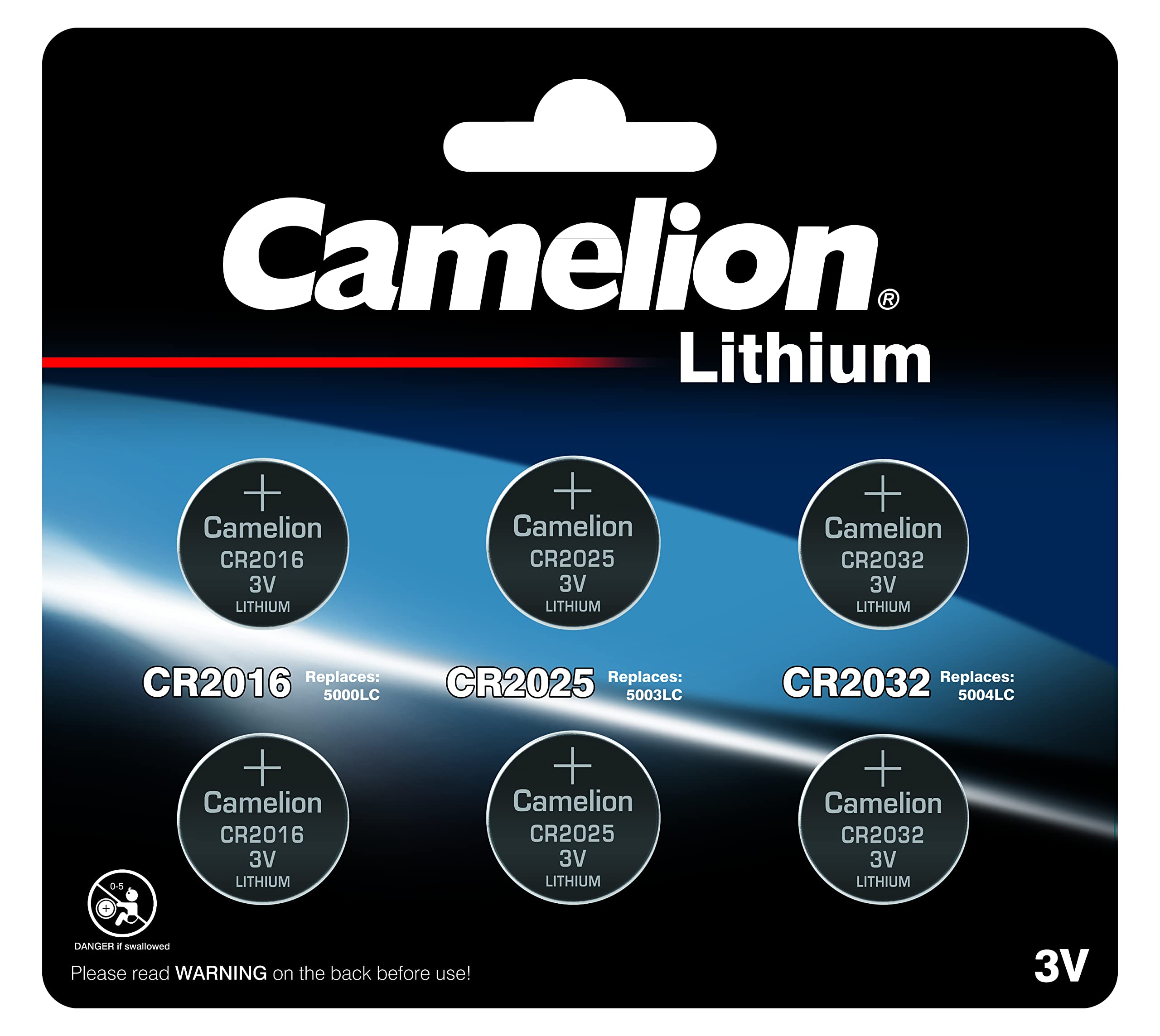Camelion 13000600 CR Lithium Coin Cell Battery, Set of 6 Silver