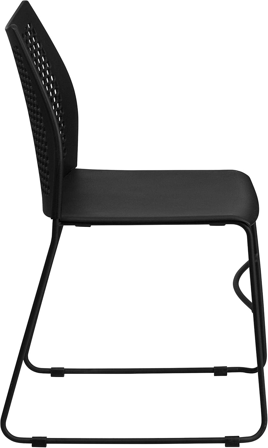 Flash Furniture 5 Pack HERCULES Series 661 lb. Capacity Black Stack Chair with Air-Vent Back and Black Powder Coated Sled Base: Furniture & Decor