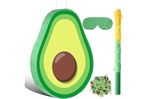 Harrycle Avocado Piñata with Stick Blindfold Confetti 15.75 x 11.02 x 3.15 in Green Fruit Piñata Avocado Party Decorations for Gender Reveal Shower Birthday Party Fiesta Taco Themed Decor Supplies